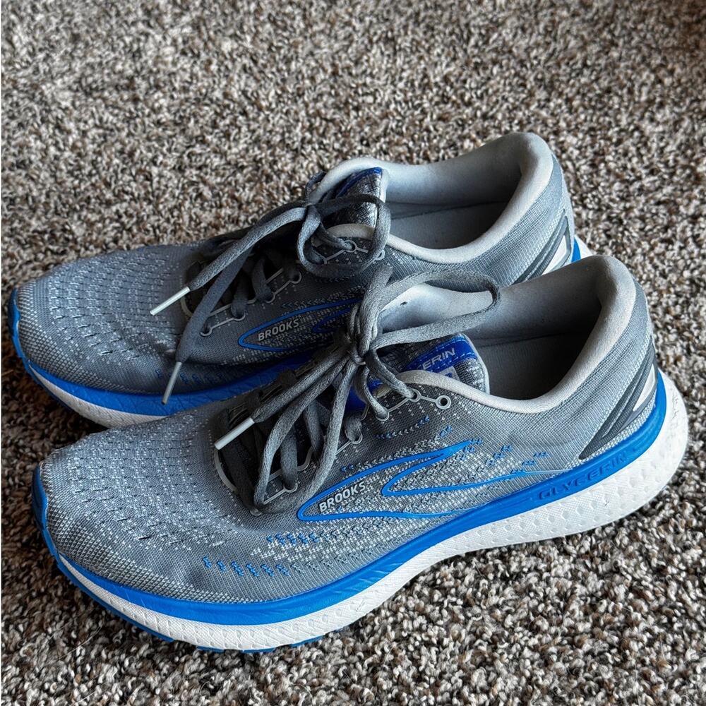 Brooks Glycerin 19 Men’s Size 8 Medium Gray Blue Running Shoes Athletic Sneakers
